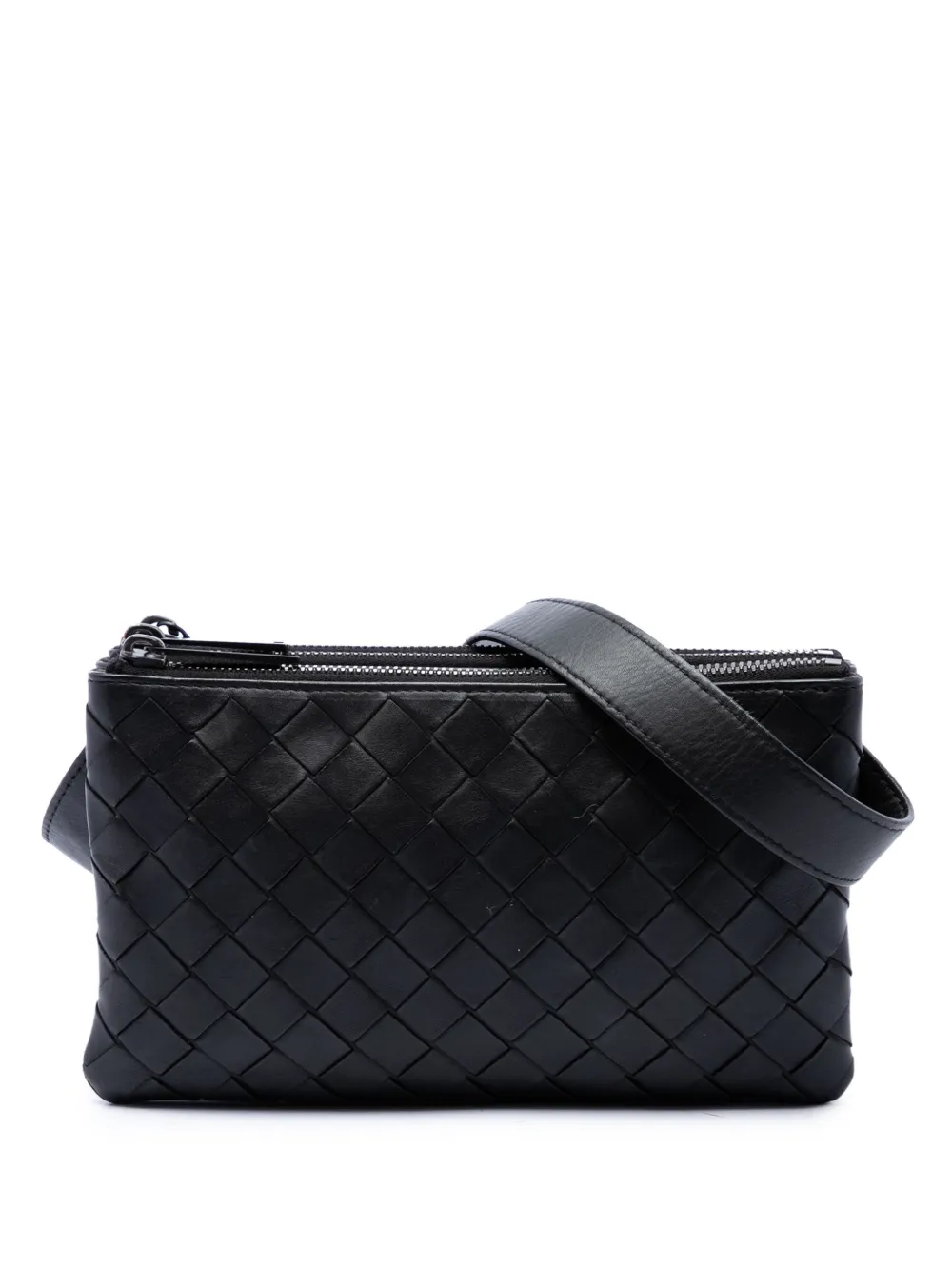 Bottega Veneta Pre-Owned 2012-2026 Nappa Intrecciato Triple Zip crossbody bag - Black