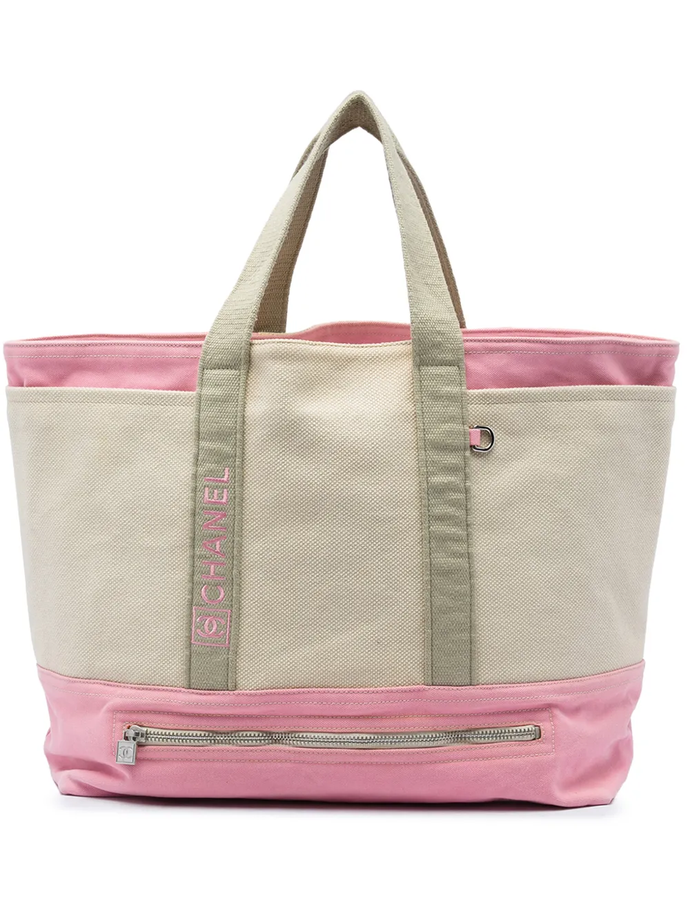 CHANEL Pre-Owned 2008-2009 Large Bicolor Canvas Sports Ligne tote bag - Toni neutri