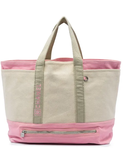 CHANEL Pre-Owned 2008-2009 Large Bicolor Canvas Sports Ligne tote bag