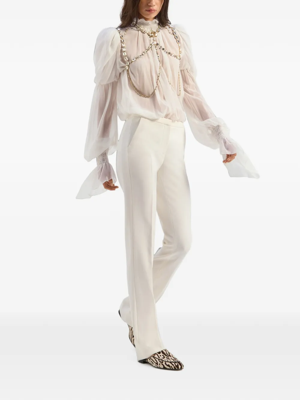 Genny Geplooide broek Wit
