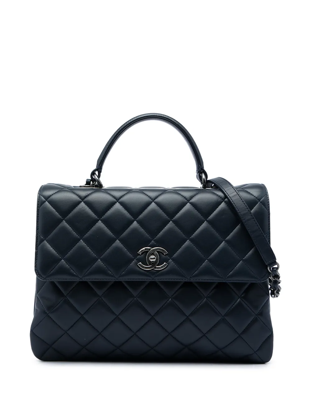 CHANEL Pre-Owned 2015-2016 Large Lambskin Trendy CC Top Handle Flap satchel - Blu