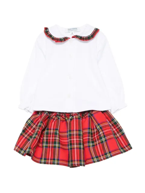 PAIO CRIPPA tartan-trim ruffled skirt set