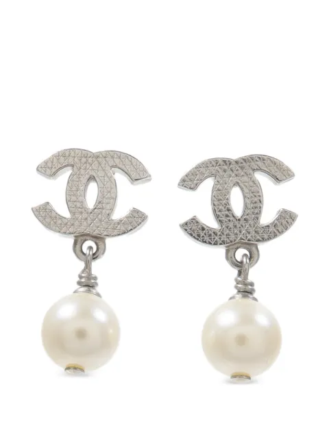 CHANEL Pre-Owned CC faux-pearl drop earrings