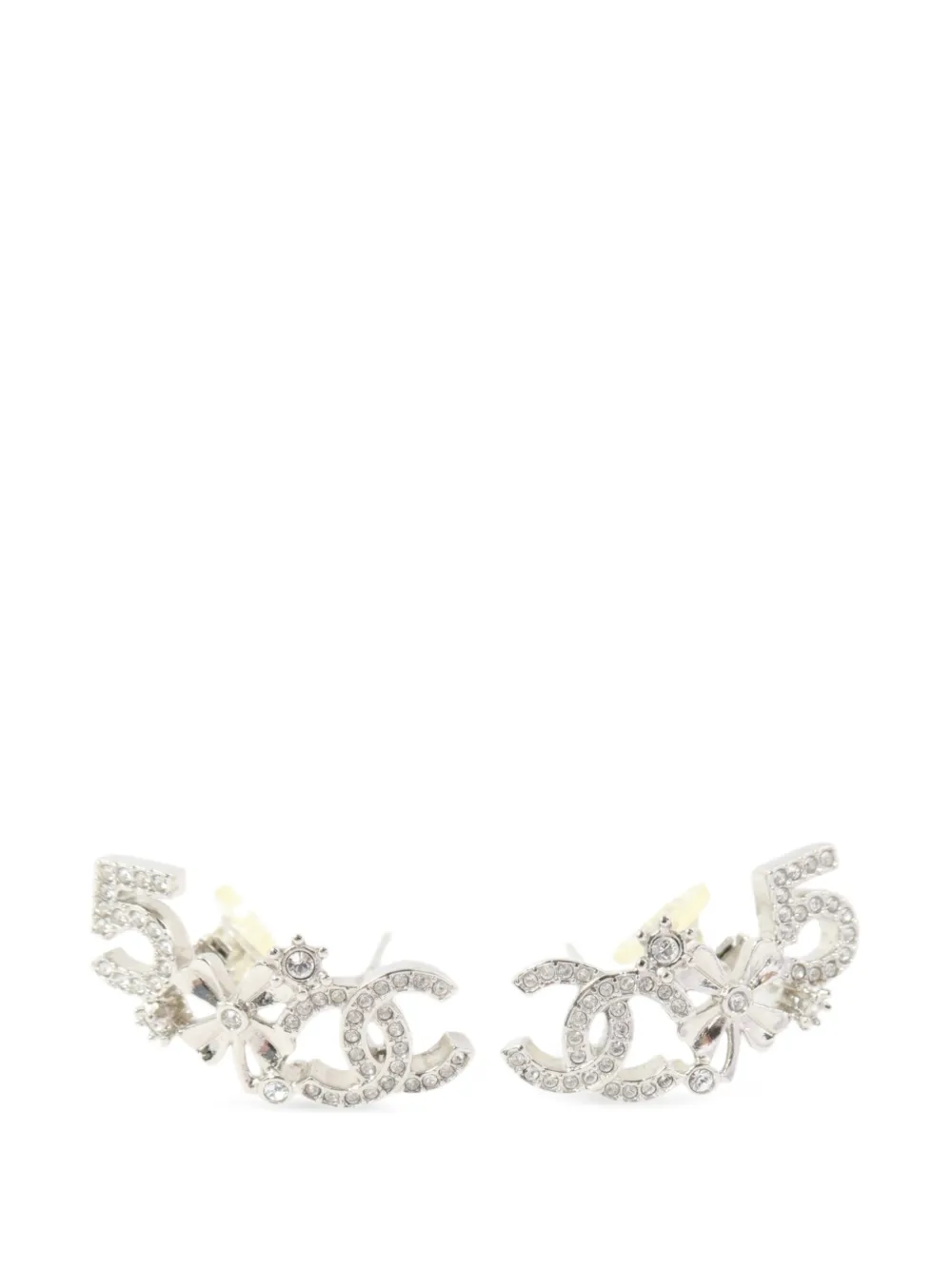 CHANEL Pre-Owned CC crystal-embellished earrings - Silver