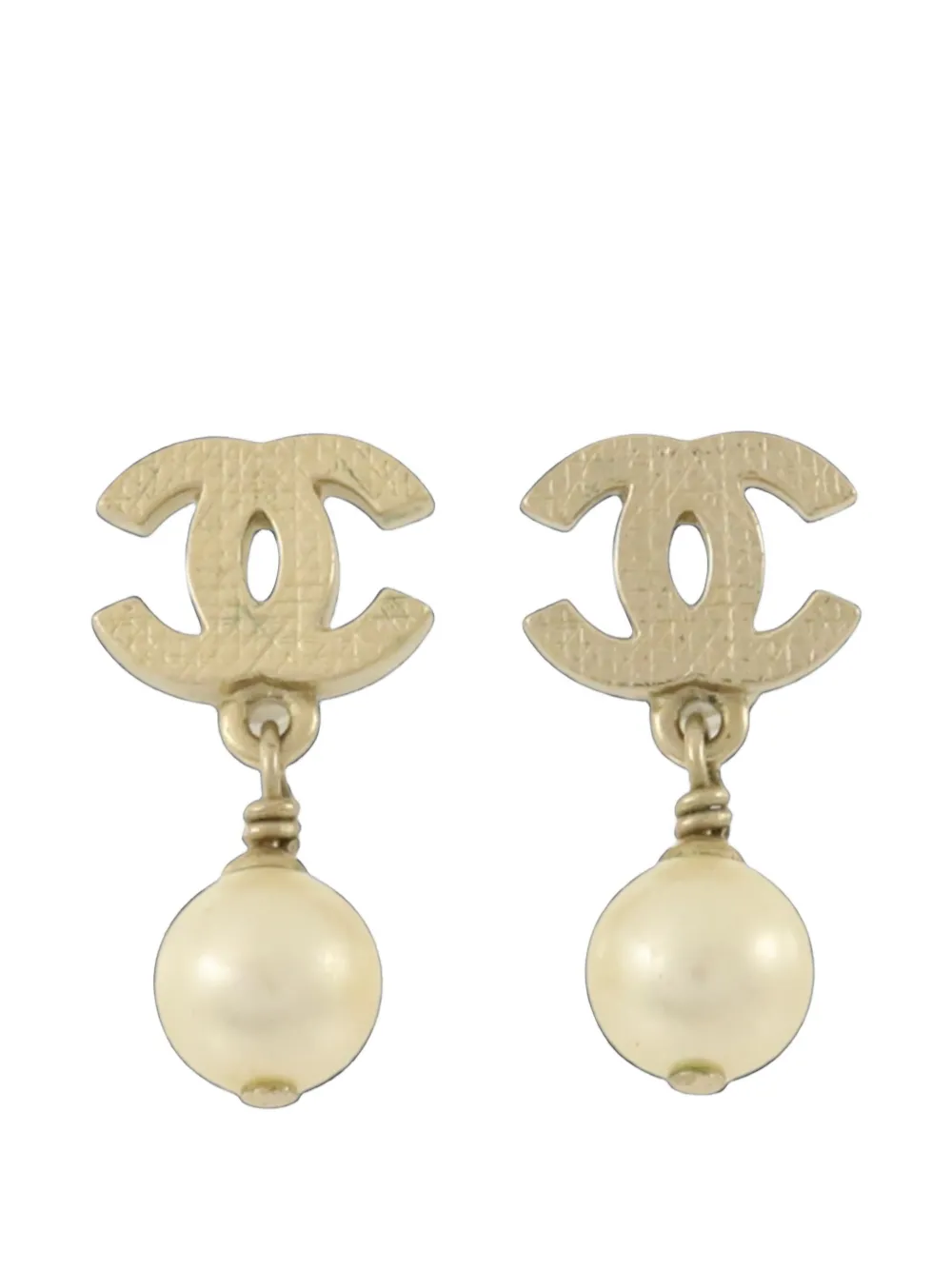 CHANEL Pre-Owned CC faux-pearl drop earrings - Oro