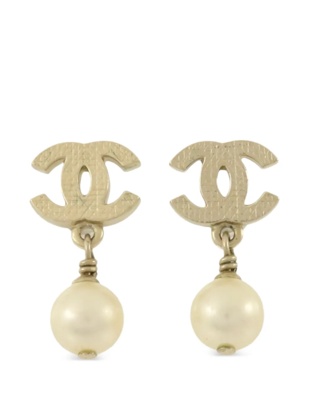 CHANEL Pre-Owned CC faux-pearl drop earrings - Gold