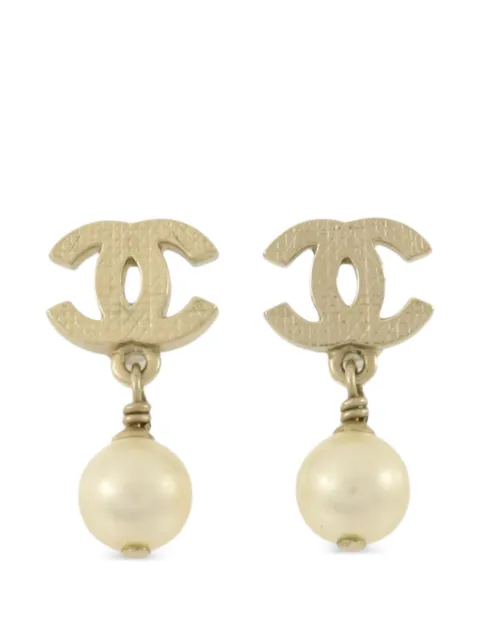 CHANEL Pre-Owned CC faux-pearl drop earrings