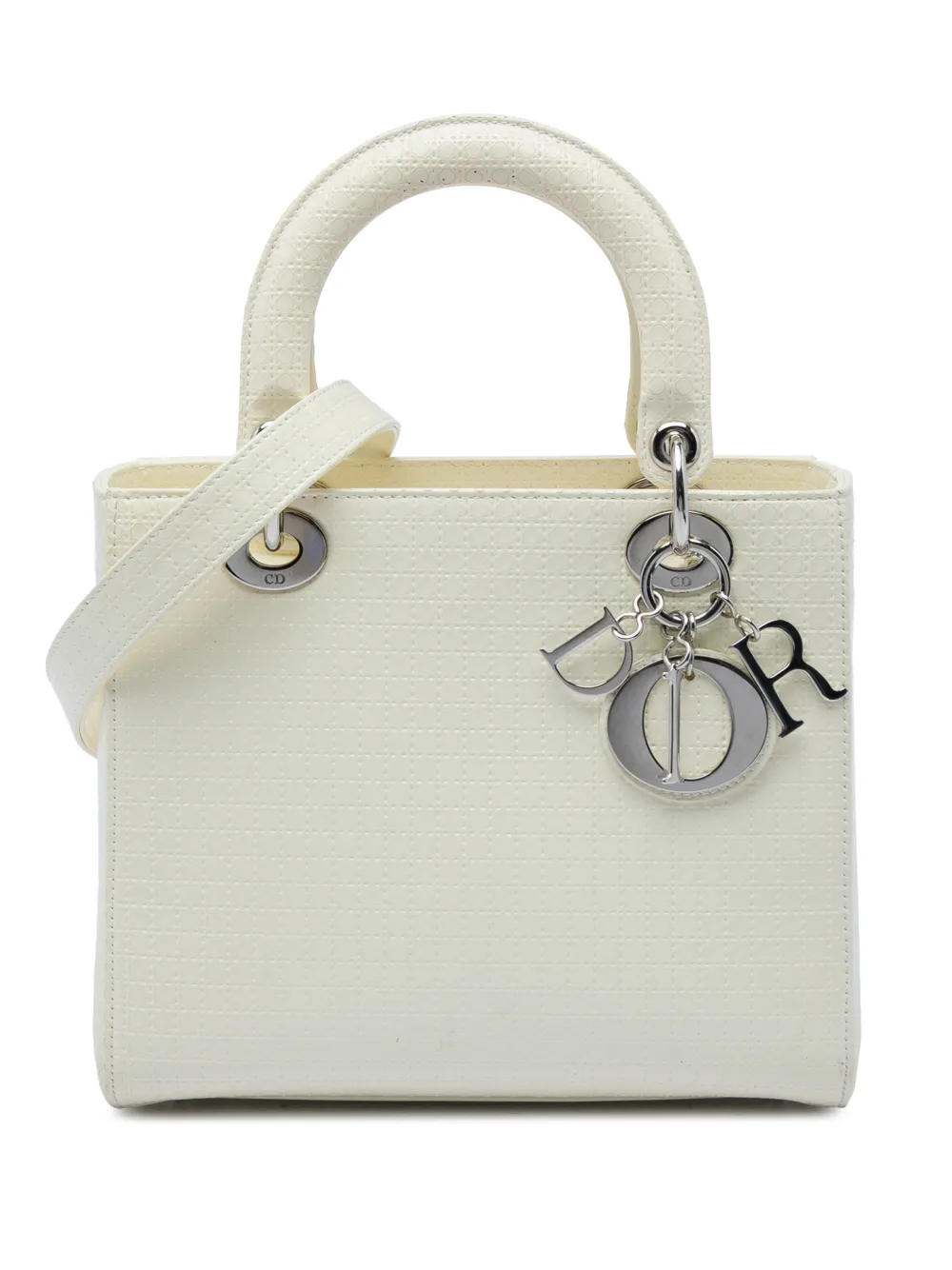 Christian Dior Pre-Owned 2016 Medium Patent Microcannage Lady Dior satchel - Weiß