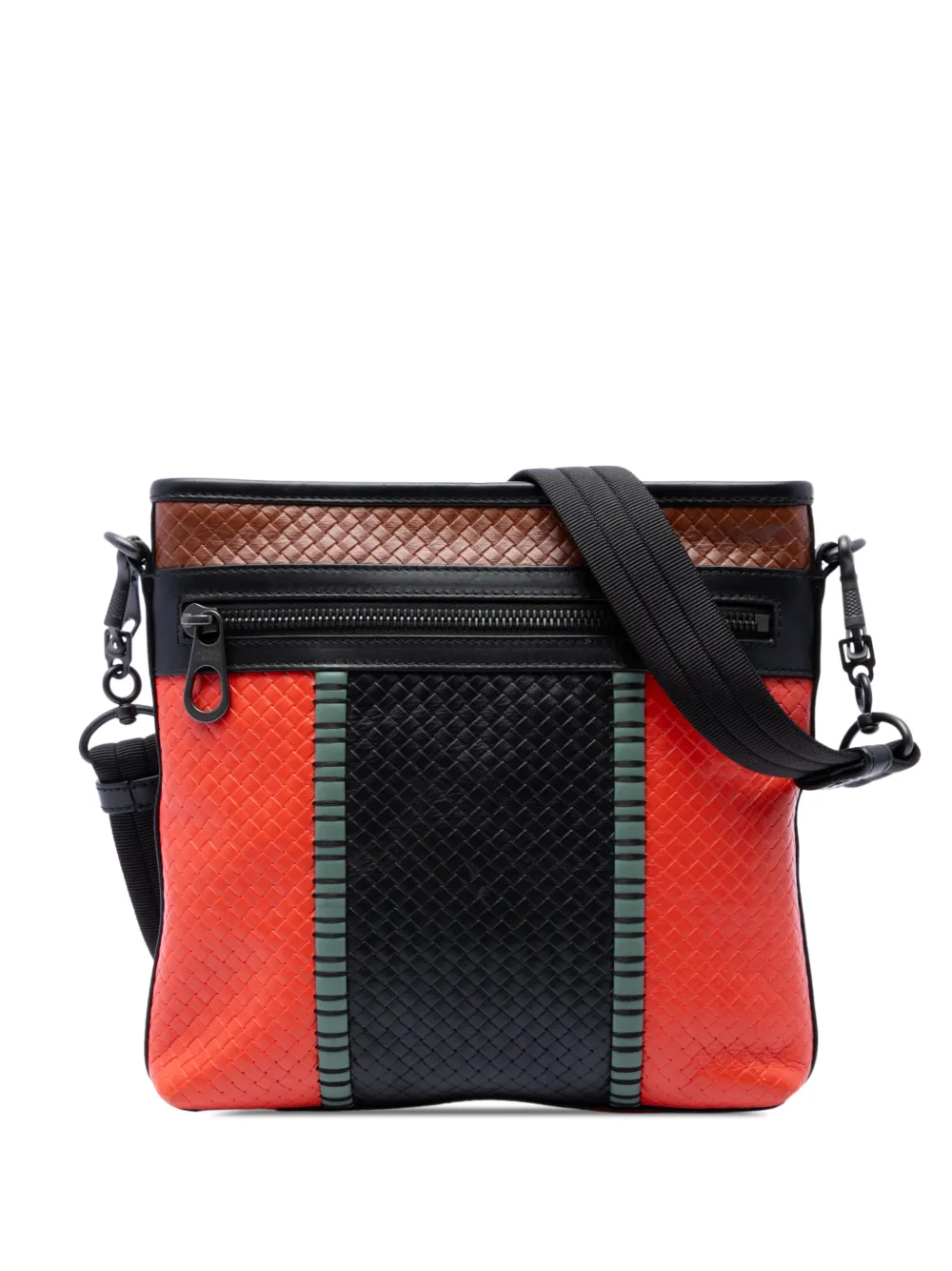 Bottega Veneta Pre-Owned 2012-2026 Tricolor Nappa Intrecciato crossbody bag - Orange