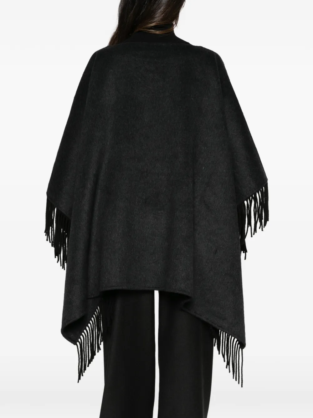 Antik Batik Willow embroidered fringe-trim poncho Zwart