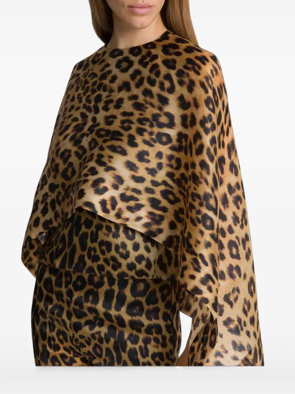 Alberta Ferretti Top met luipaard-print in capestijl Bruin