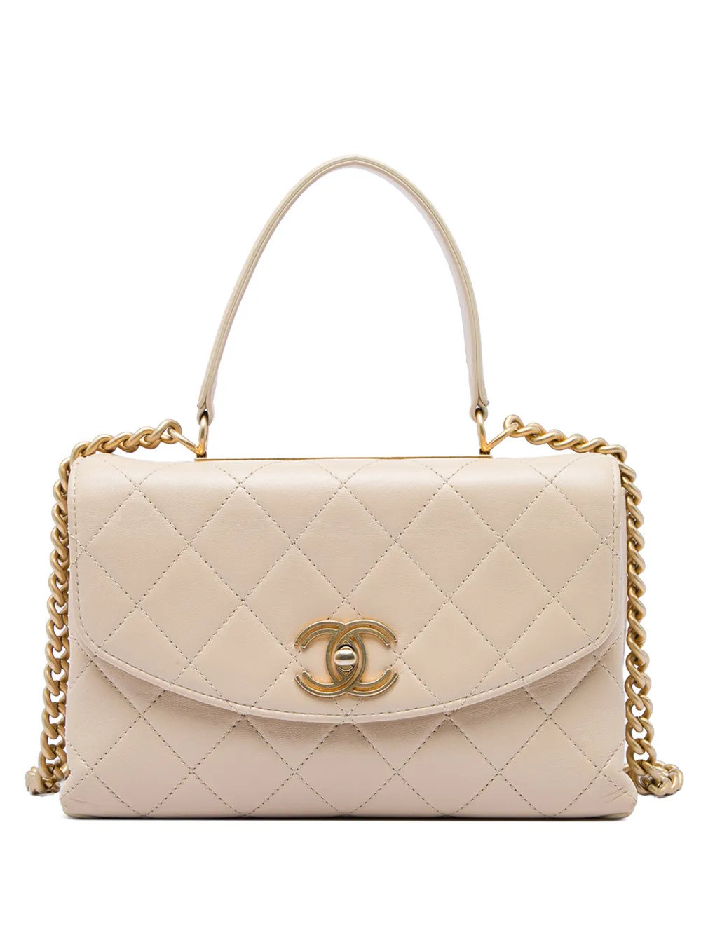 CHANEL Pre-Owned sac à main Trendy Spirit médium en cuir d'agneau matelassé (2019) - Marron
