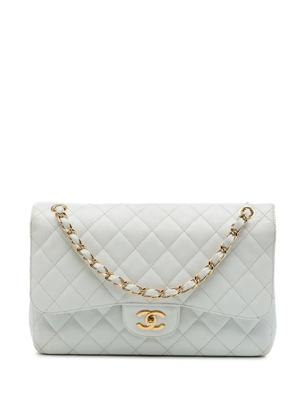 CHANEL Pre-Owned 2010-2011 Jumbo Classic Caviar Double Flap shoulder bag - Bianco