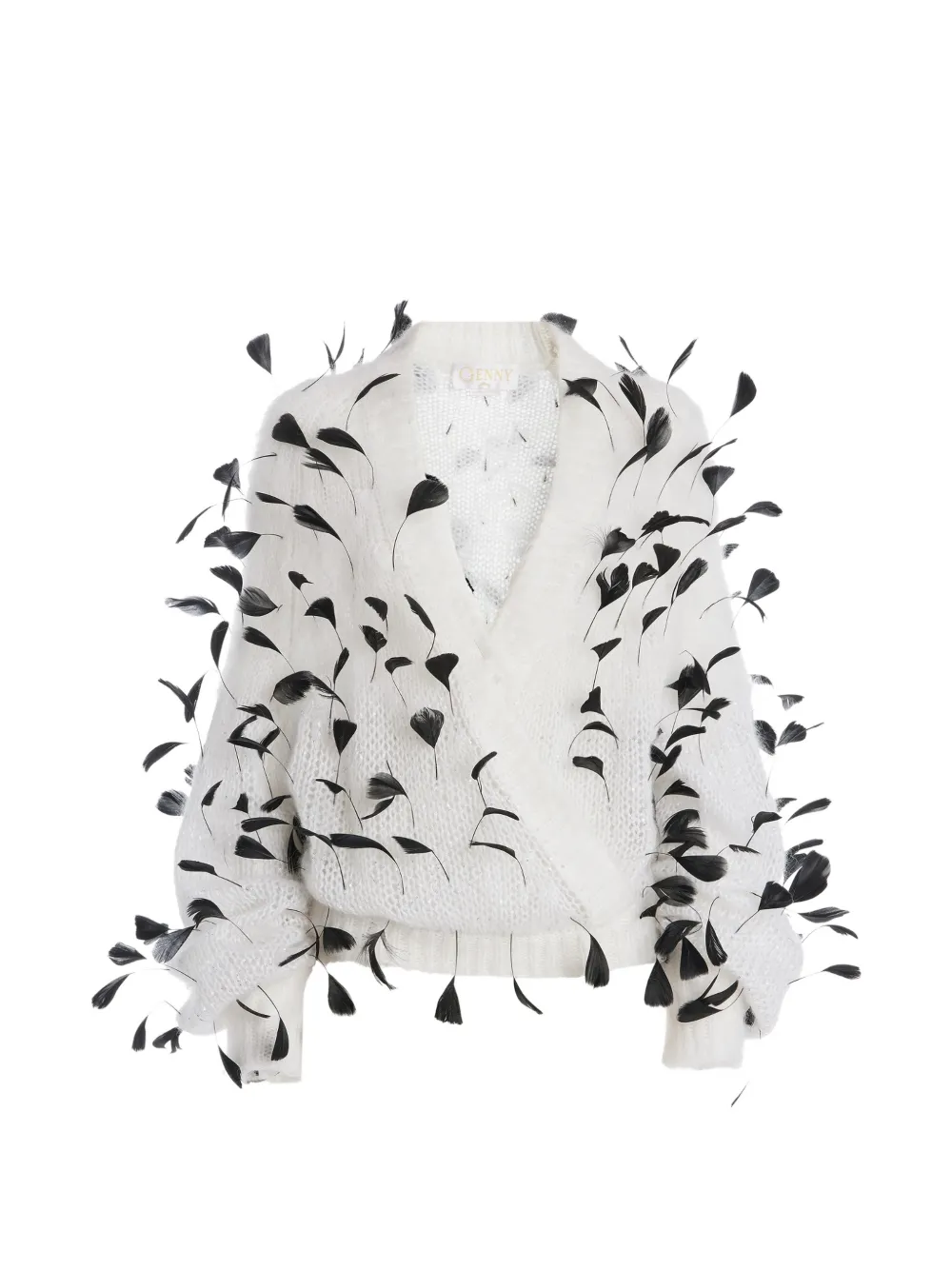 Genny pull portefeuille orné de plumes - Blanc Genny pull portefeuille orné de plumes - Blanc