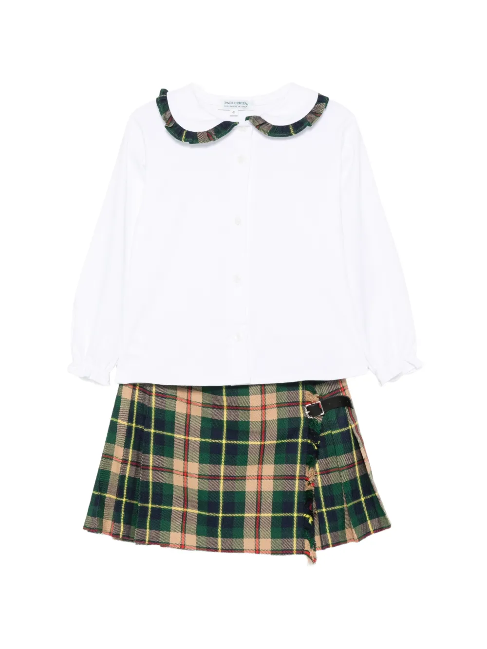 PAIO CRIPPA ensemble avec jupe plissée à motif tartan - Vert