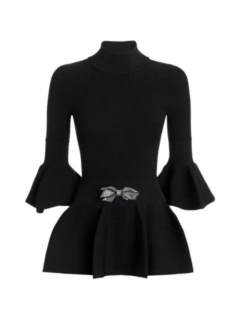 Genny bow-embellished peplum sweater