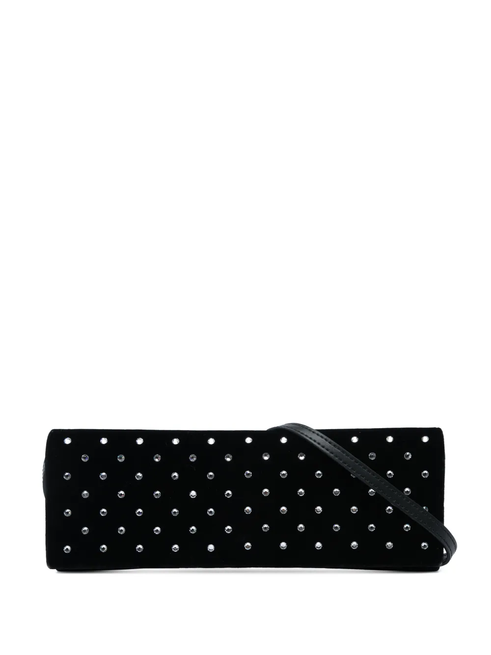 Saint Laurent Pre-Owned 2017 Crystal Embellished Velvet crossbody bag - Nero