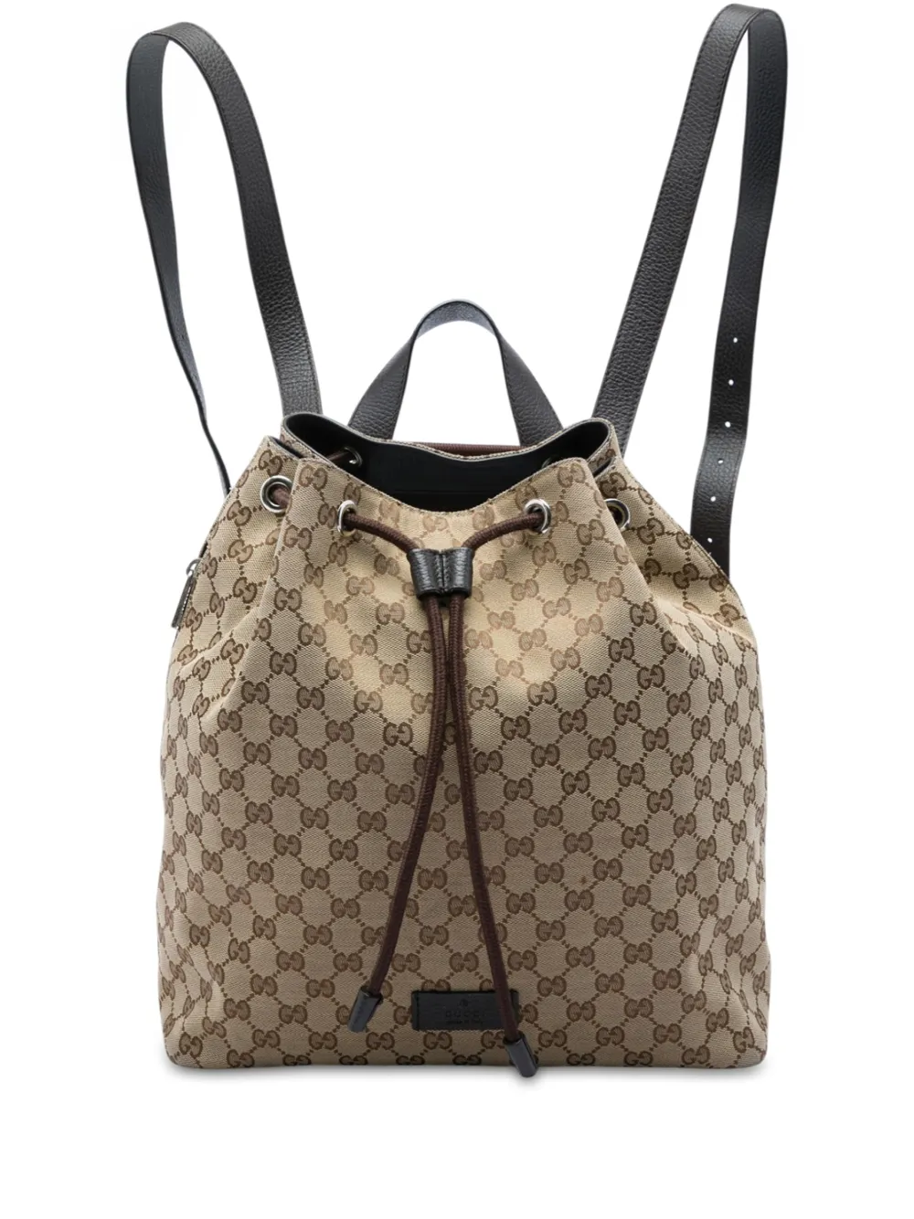 Gucci Pre-Owned sac à dos à lien de resserrage en toile GG (2016-2026) - Noir Gucci Pre-Owned sac à dos à lien de resserrage en toile GG (2016-2026) - Noir