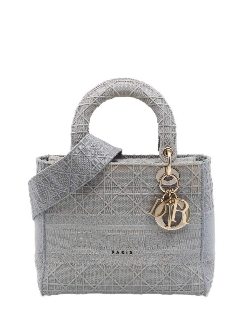 Christian Dior Pre-Owned sac à main Lady D-Lite médium en toile à motif Cannage (2020) - Gris Christian Dior Pre-Owned sac à main Lady D-Lite médium en toile à motif Cannage (2020) - Gris