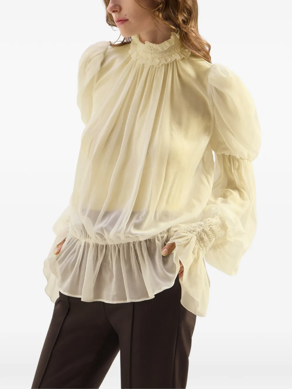 Genny Blouse met ruches Geel