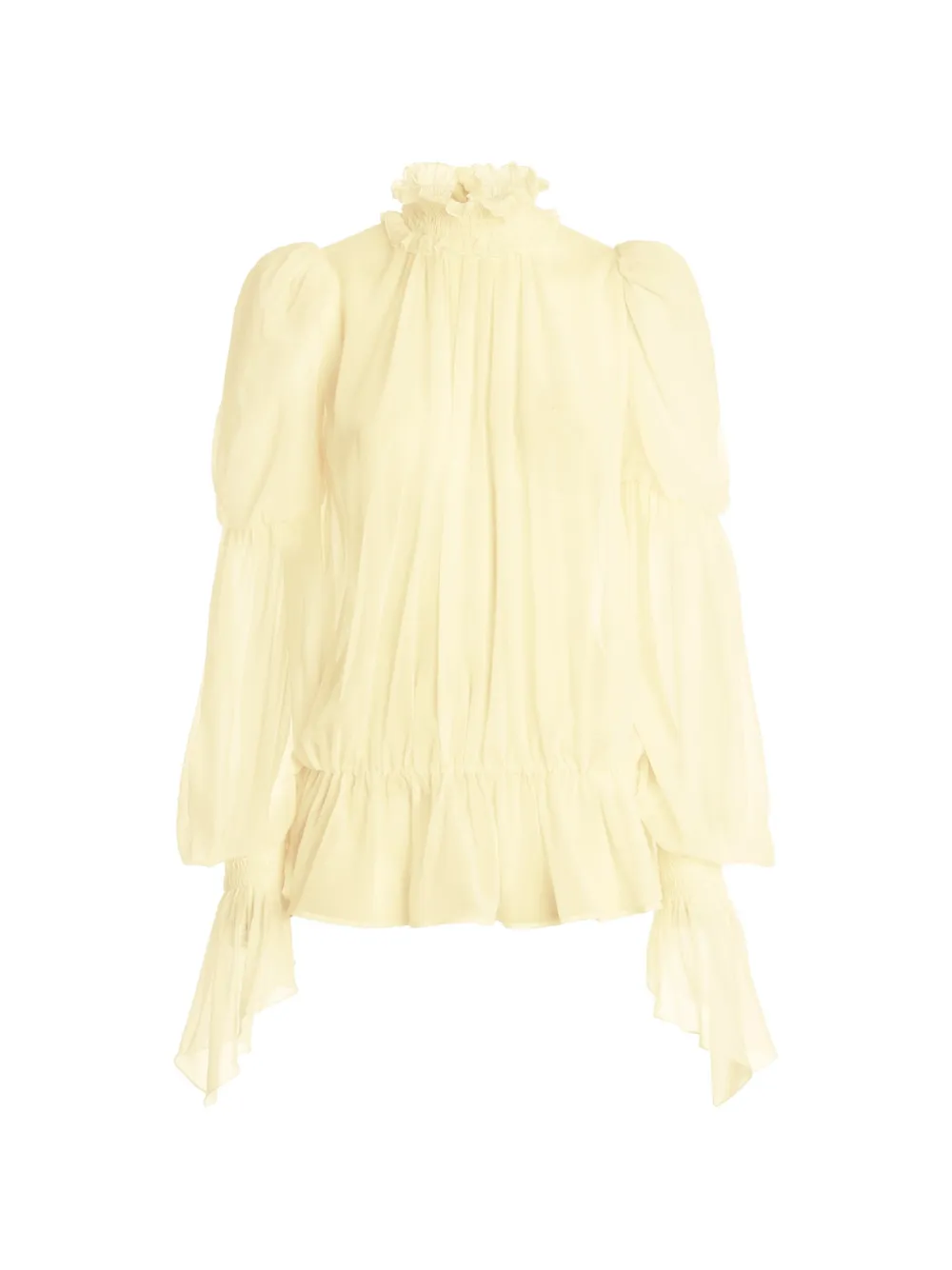 Genny ruffled high-neck blouse - Yellow
