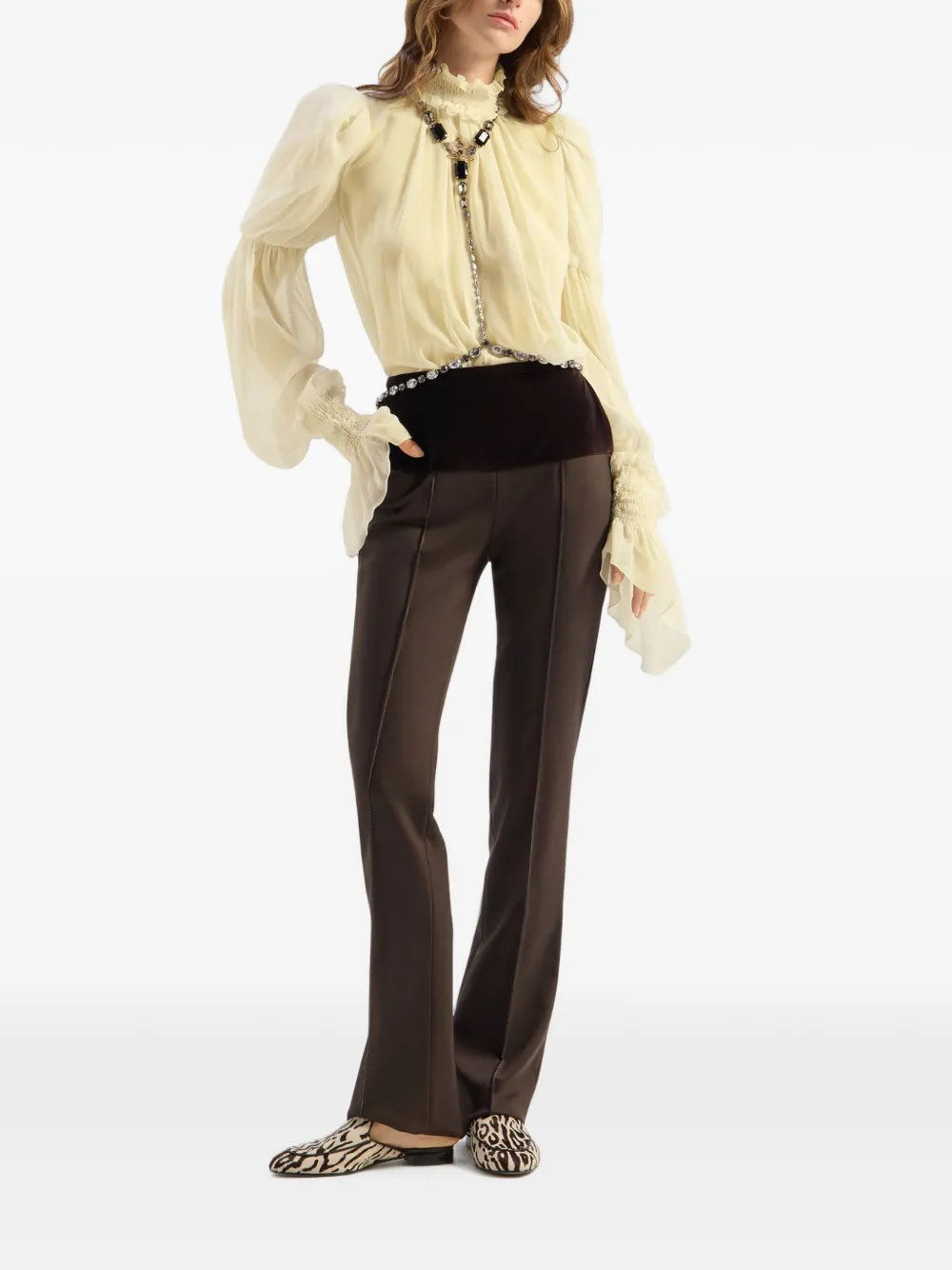 Genny Blouse met ruches Geel
