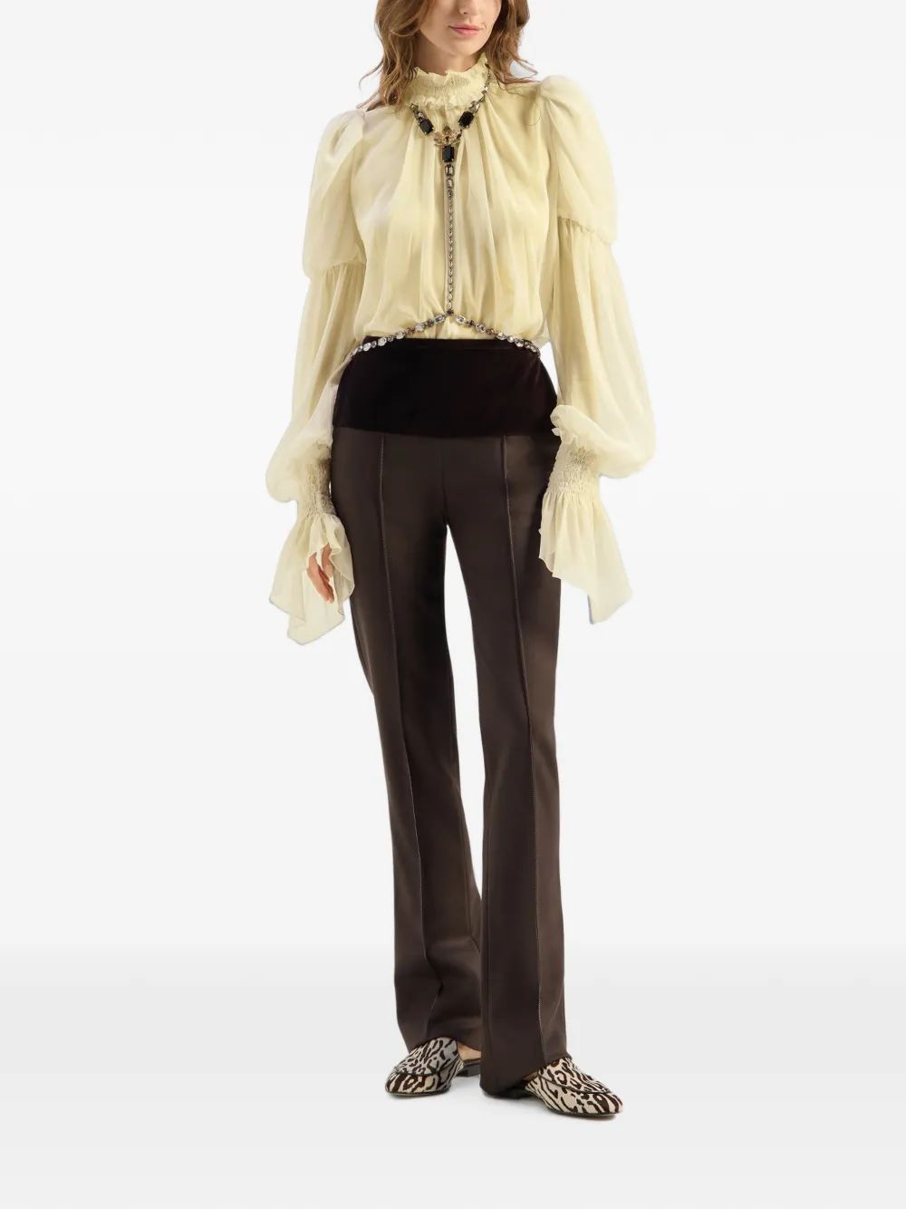 Genny Blouse met ruches Geel