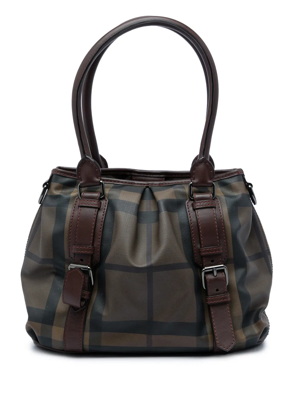 Burberry Pre-Owned 2000-2017 Small Smoke Check Coated Canvas Northfield satchel - Braun