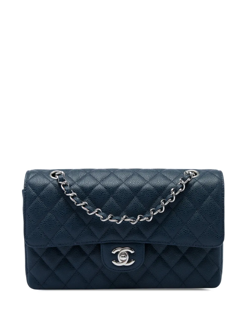 CHANEL Pre-Owned 2014-2015 Medium Classic Caviar Double Flap shoulder bag - Blu