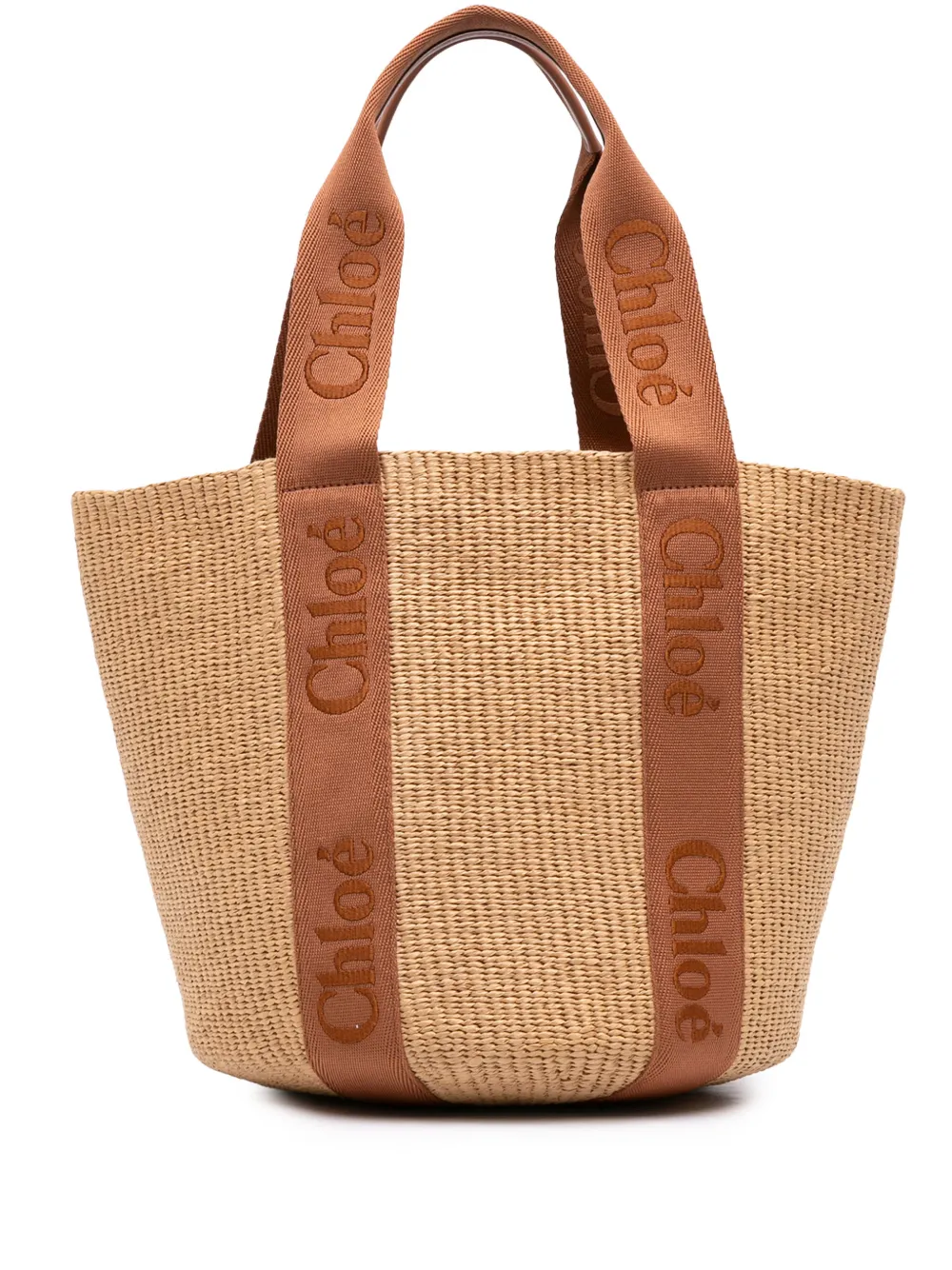 Chloé Pre-Owned grand cabas Woody Basket en raphia (2000-2026) - Marron Chloé Pre-Owned grand cabas Woody Basket en raphia (2000-2026) - Marron