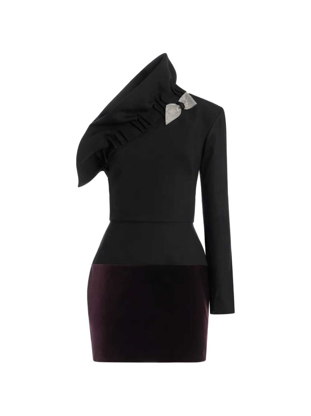Genny Asymmetrische mini-jurk met strikdetail Zwart