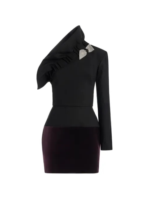 Genny one-shoulder bow-detail mini dress