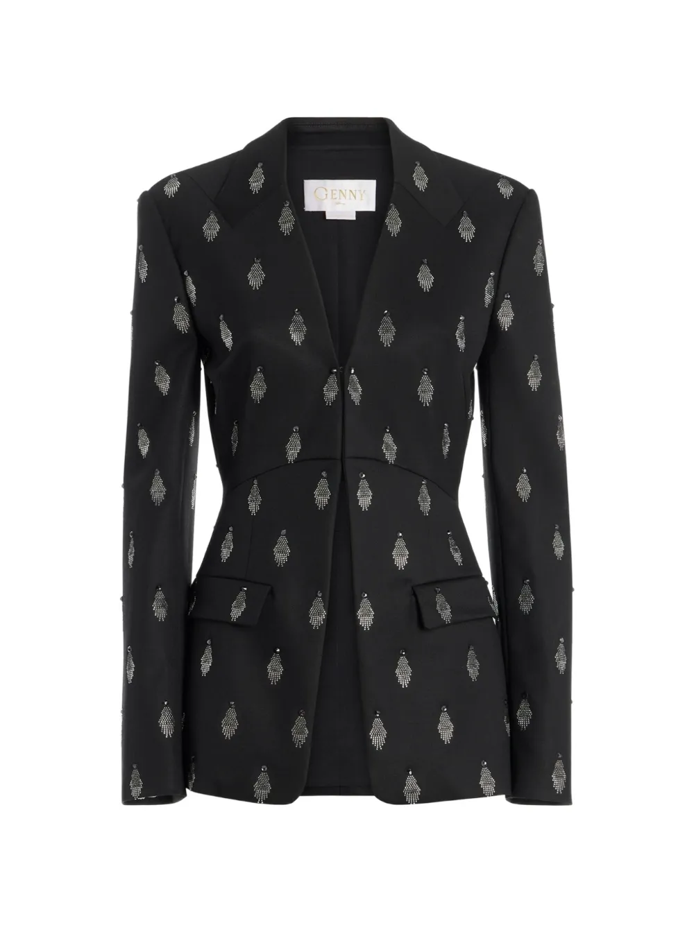 Genny embellished notched-lapel jacket - Black