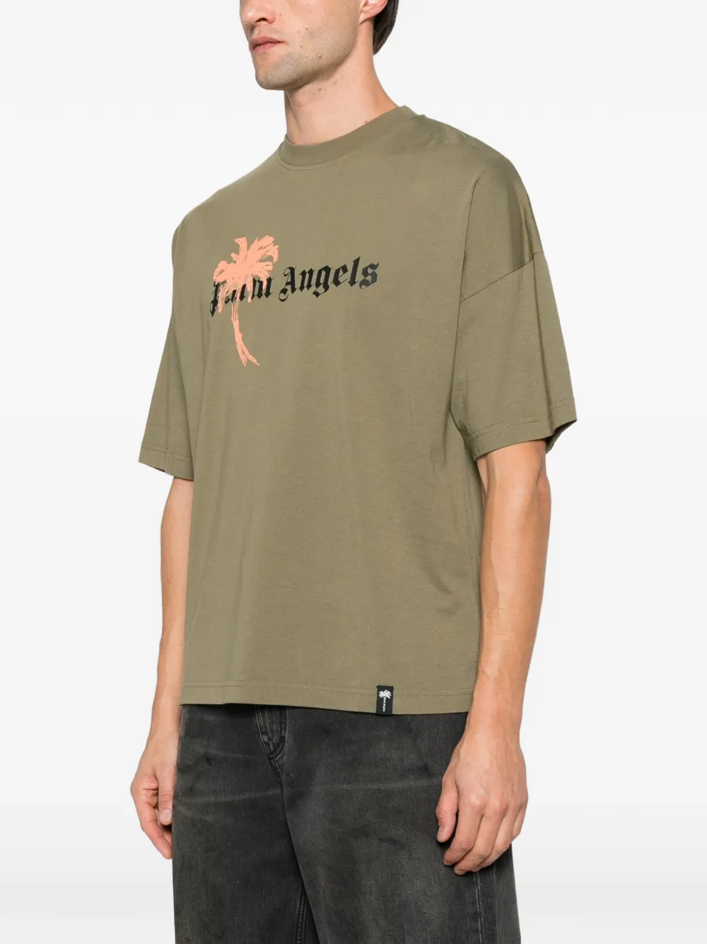 Palm Angels logo-print palm tree T-shirt Groen