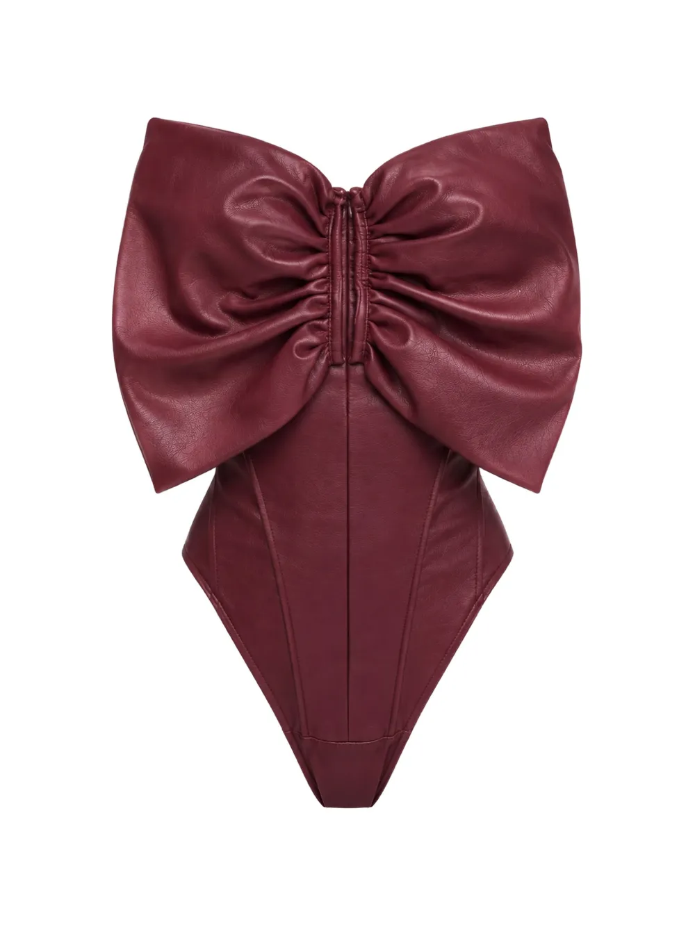 Lika bow-detail corset bodysuit Rood