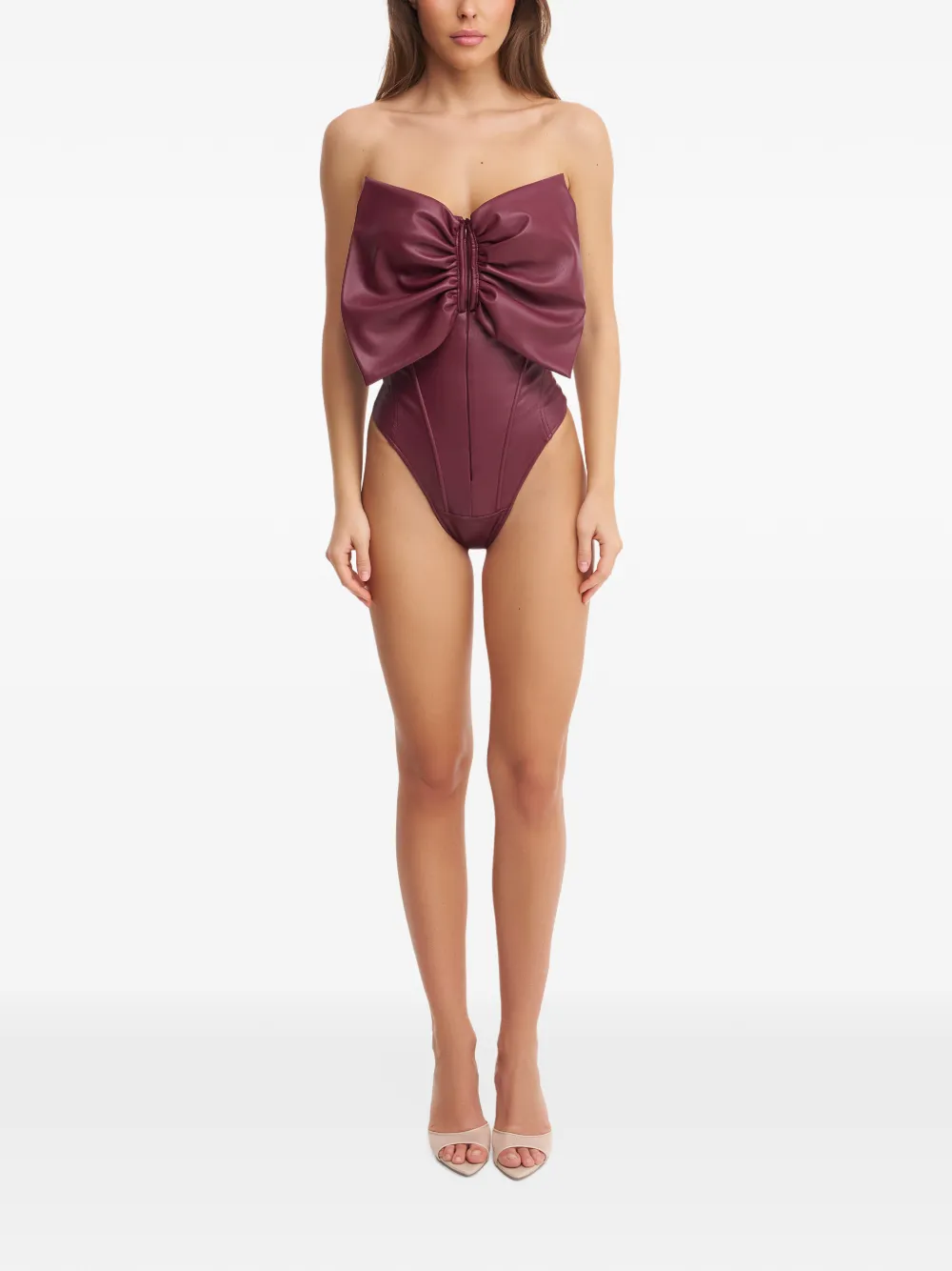 Lika bow-detail corset bodysuit - Rosso