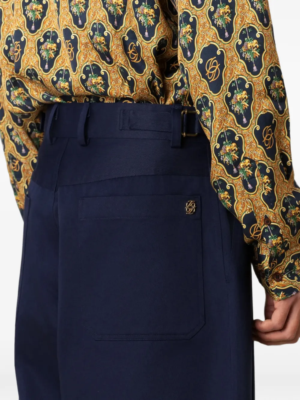 Drôle De Monsieur pleated twill trousers Blauw