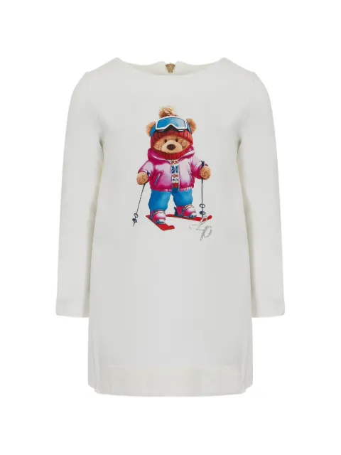 Lapin House teddy bear-print pleated dress