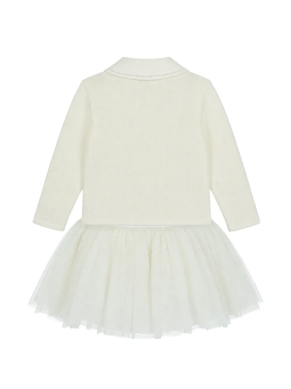 Lapin House Jurk met Peter Pan-kraag en tulen rok Wit