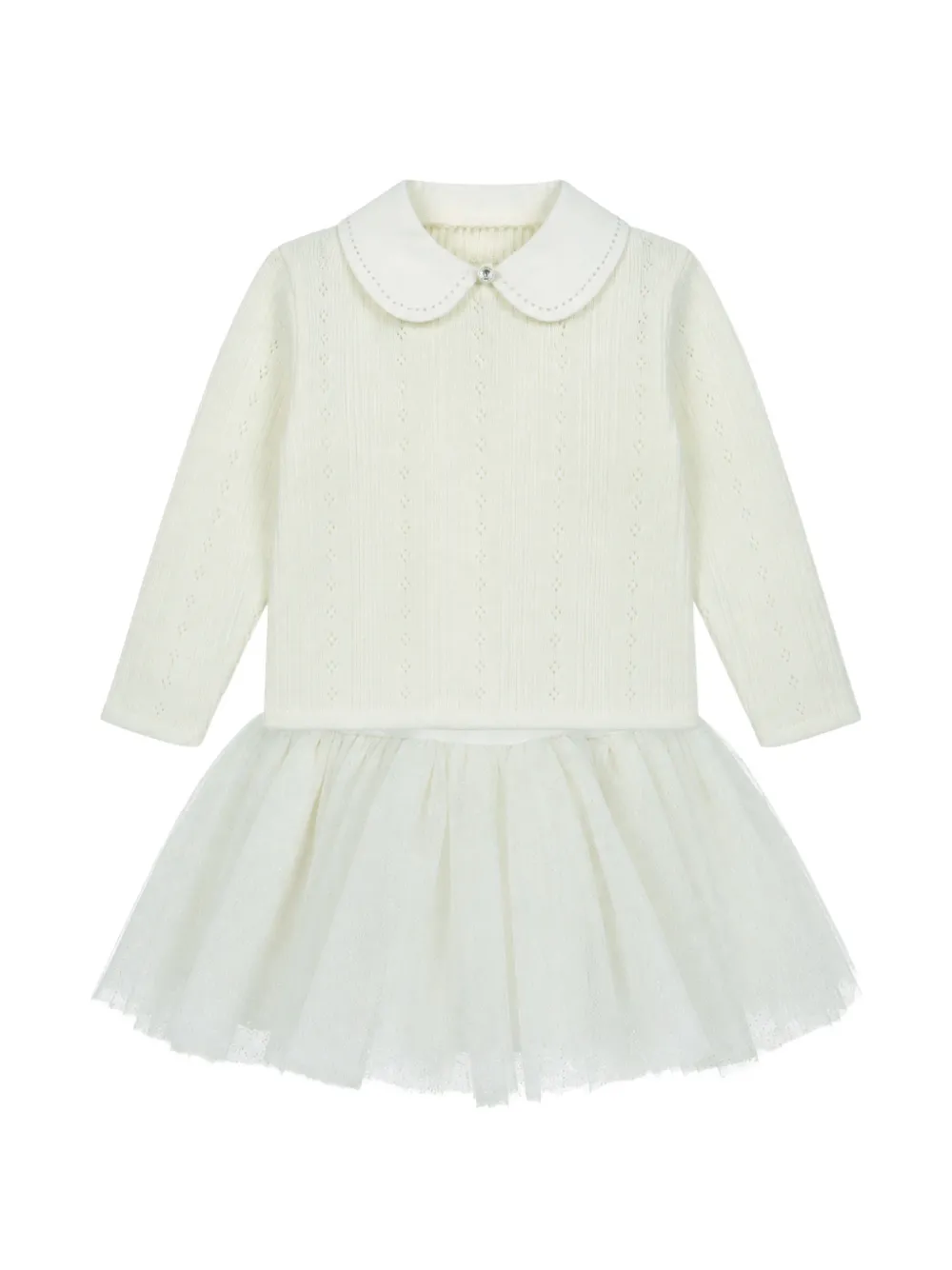 Lapin House robe à col claudine et jupe en tulle - Blanc