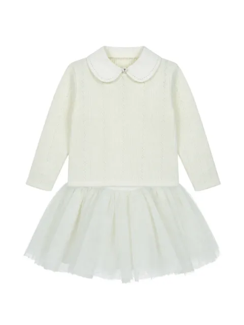 Lapin House tulle-skirt Peter Pan-collar dress