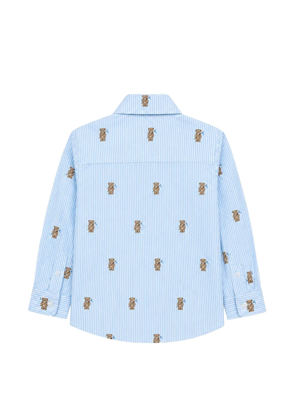 Lapin House teddy bear-print striped shirt Blauw
