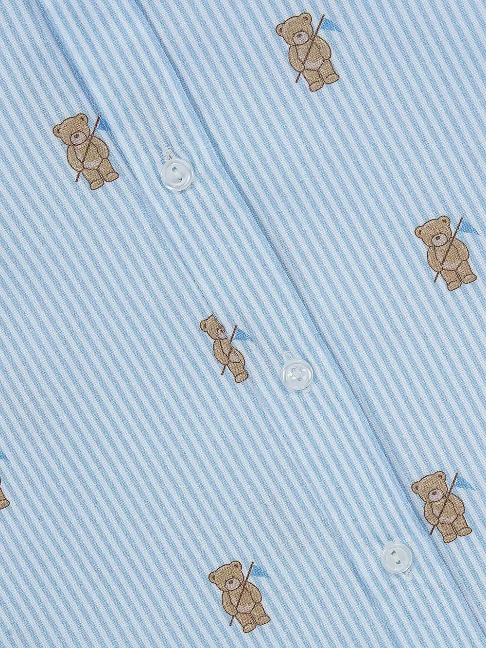 Lapin House teddy bear-print striped shirt Blauw