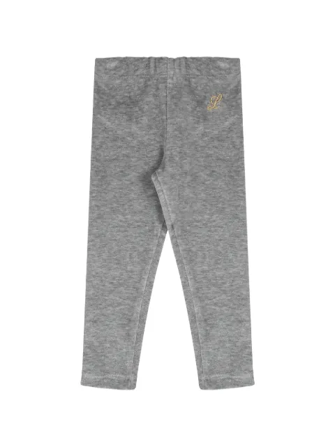 Lapin House logo-embroidered velvet tights
