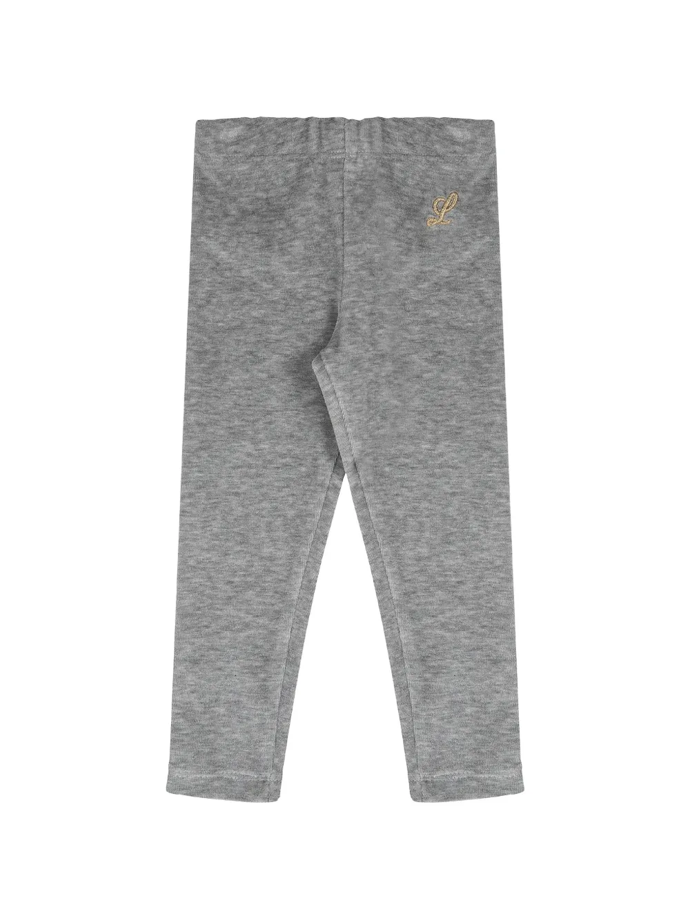 Lapin House logo-embroidered velour leggings - Grigio