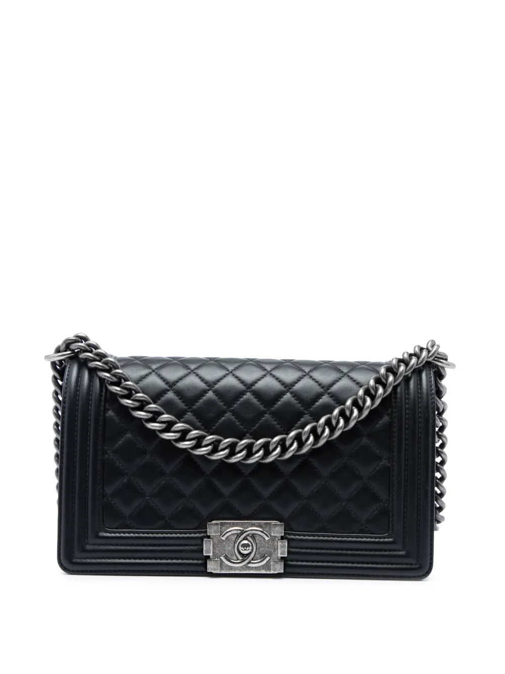 CHANEL Pre-Owned 2016-2017 Old Medium Quilted Lambskin Boy Flap crossbody bag - Nero