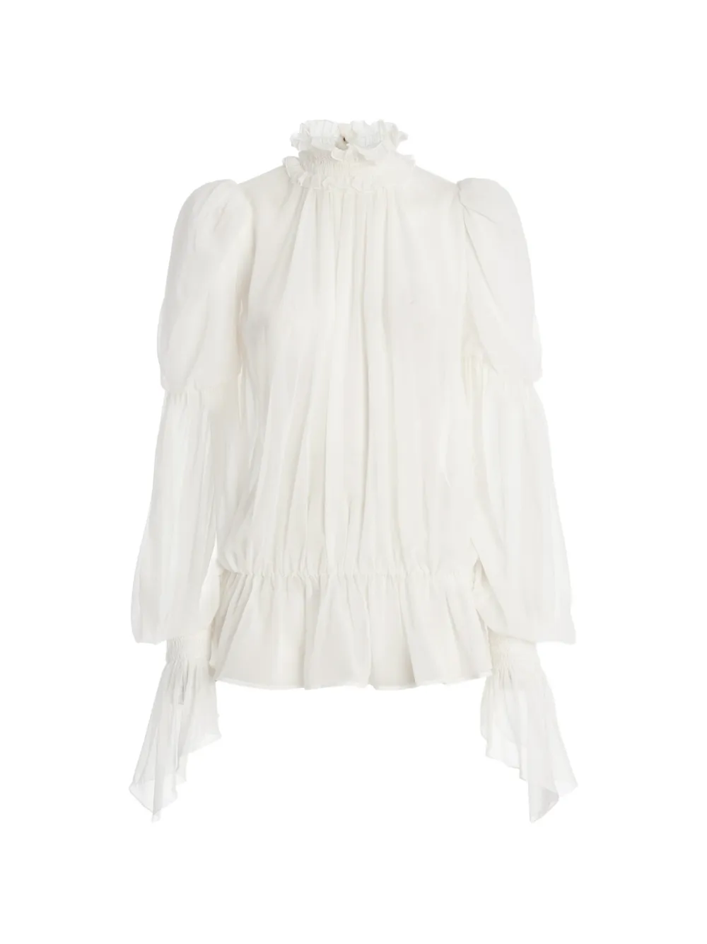 Genny ruffled high-neck blouse - White