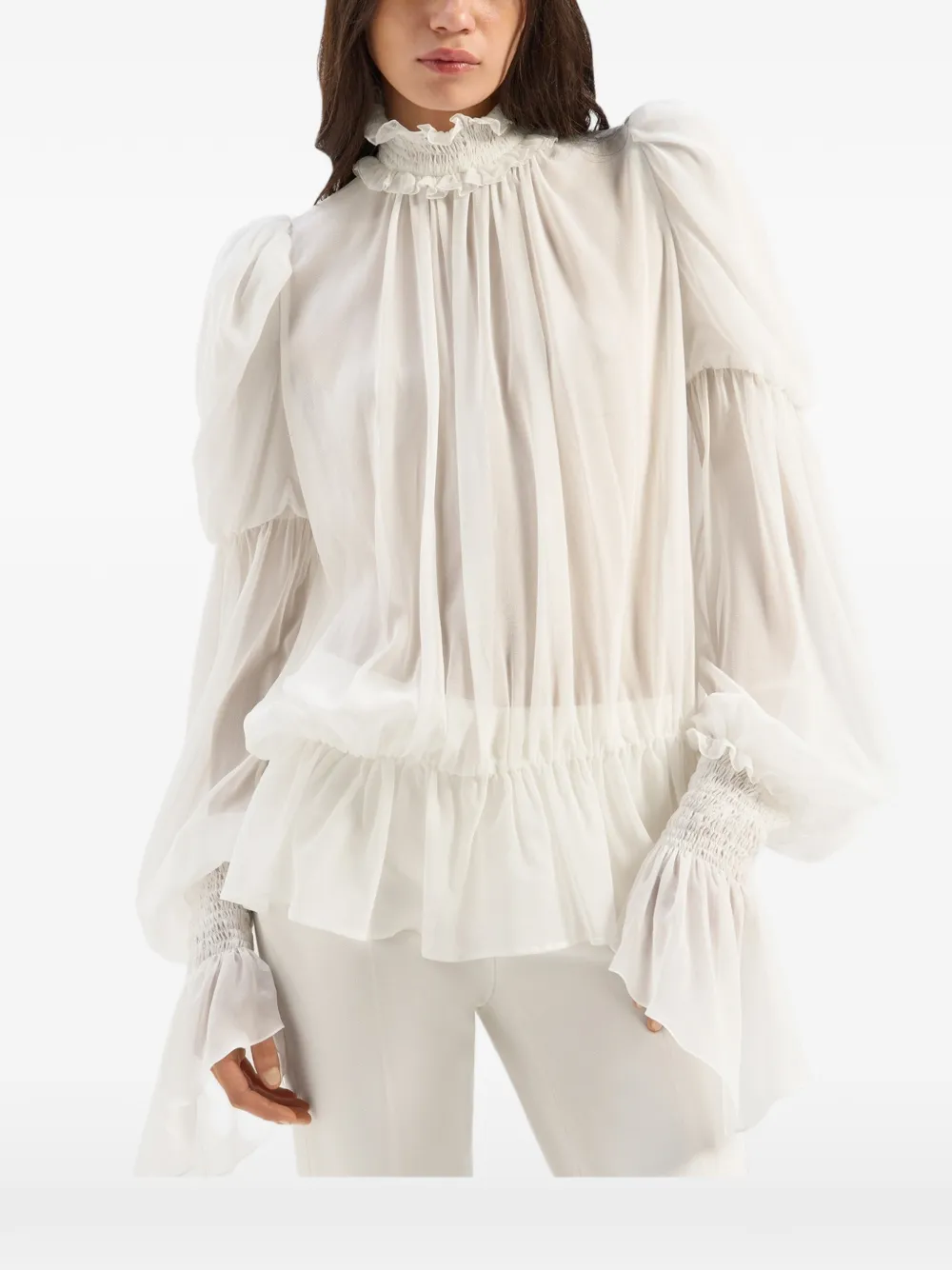 Genny Blouse met ruches Wit