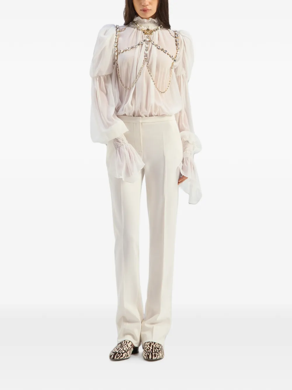 Genny Blouse met ruches Wit