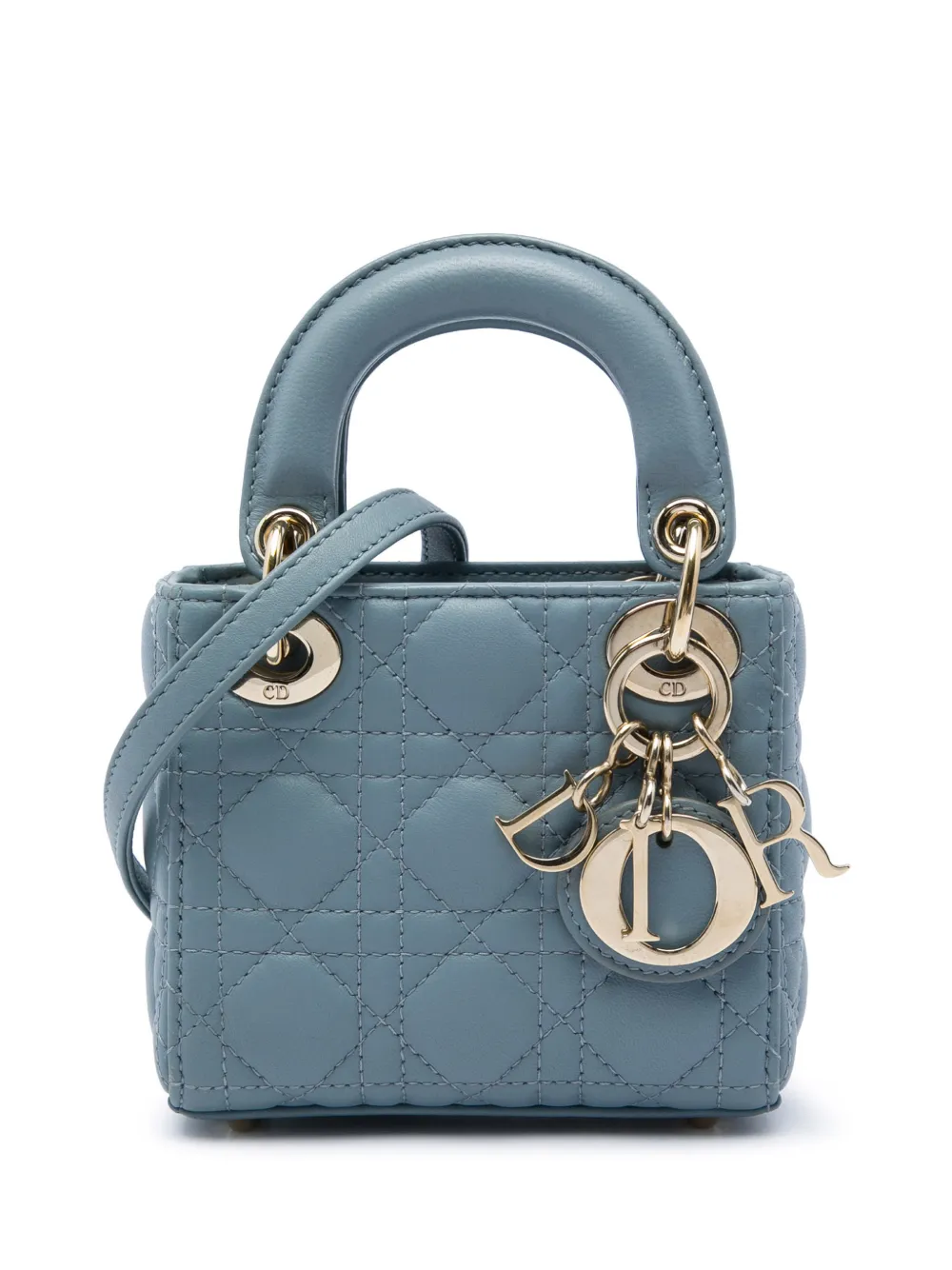 Christian Dior Pre-Owned 2020 Micro Lambskin Cannage Lady Dior satchel - Blau
